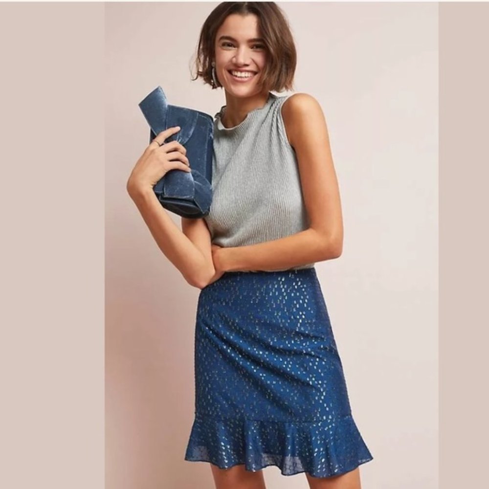 NWT Hutch Metallic Ruffled Skirt